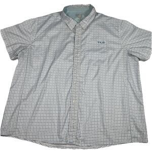 Huk Shirt Men’s Size XXXL Blue White Fish Anchor Pattern Fishing Outdoor Button